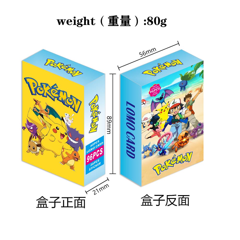 Pokémon LOMO Card & Sticker Set – Anime Collectible Box (96 PCS)